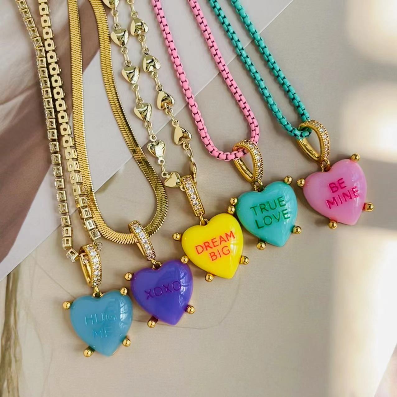 Colorful Heart Pendant Necklace