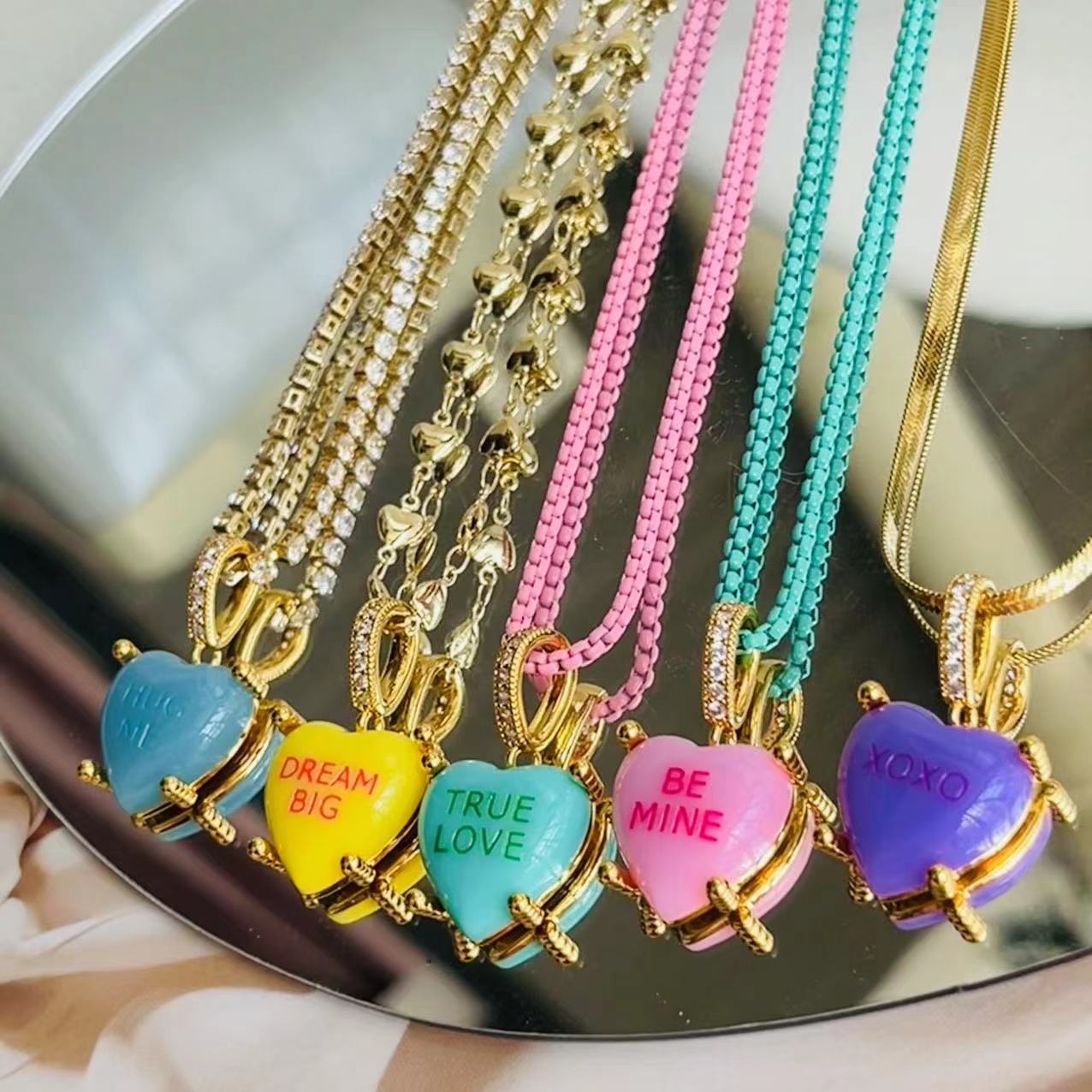 Colorful Heart Pendant Necklace