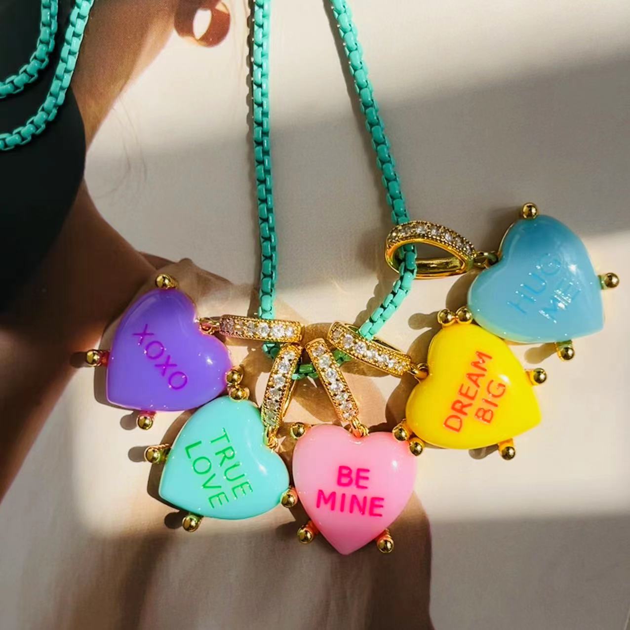 Colorful Heart Pendant Necklace