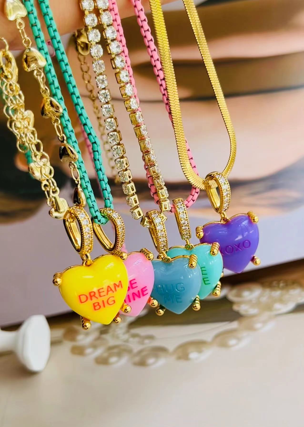 Colorful Heart Pendant Necklace