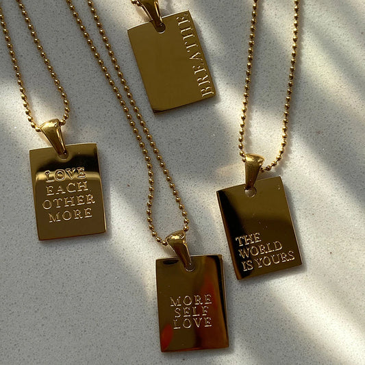Square Engraved Pendant Chain